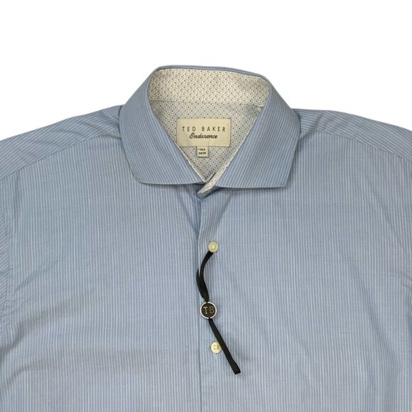 Ted Baker Seashos Dress Shirt 14.5 Blue Striped Long Sleeve Button Front Career - Picture 7 of 13
